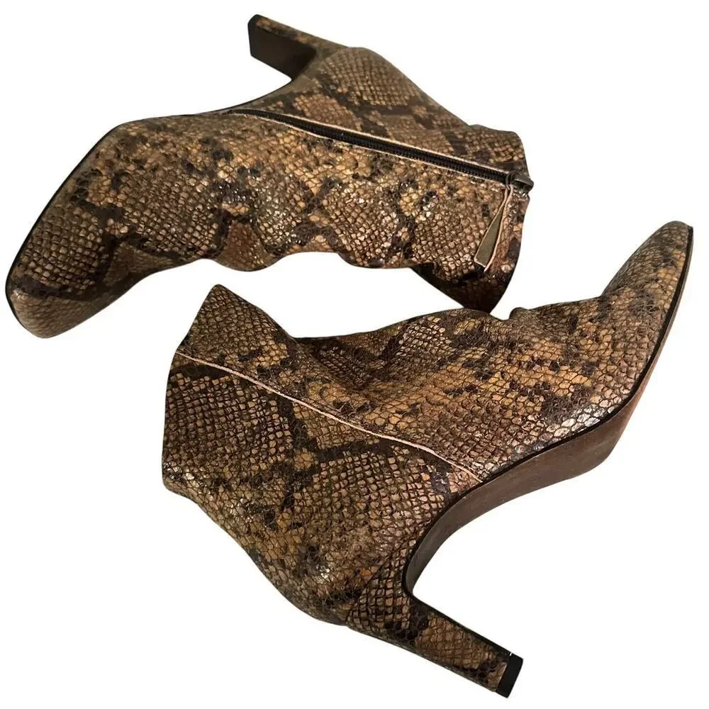 Free People Cybill Snake Print Leather Ankle Boots‎ Size 7.5